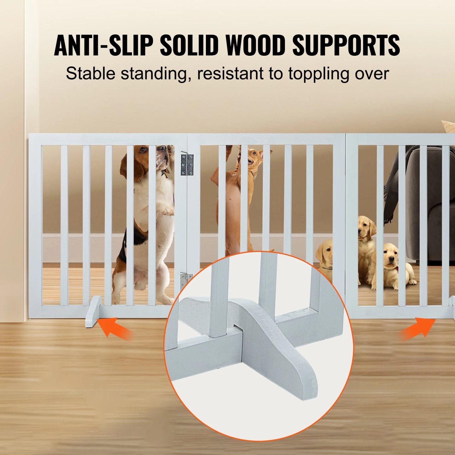 SucceBuy Free Standing Dog Gate 3 Panel Foldable Barrier For Narrow Passages