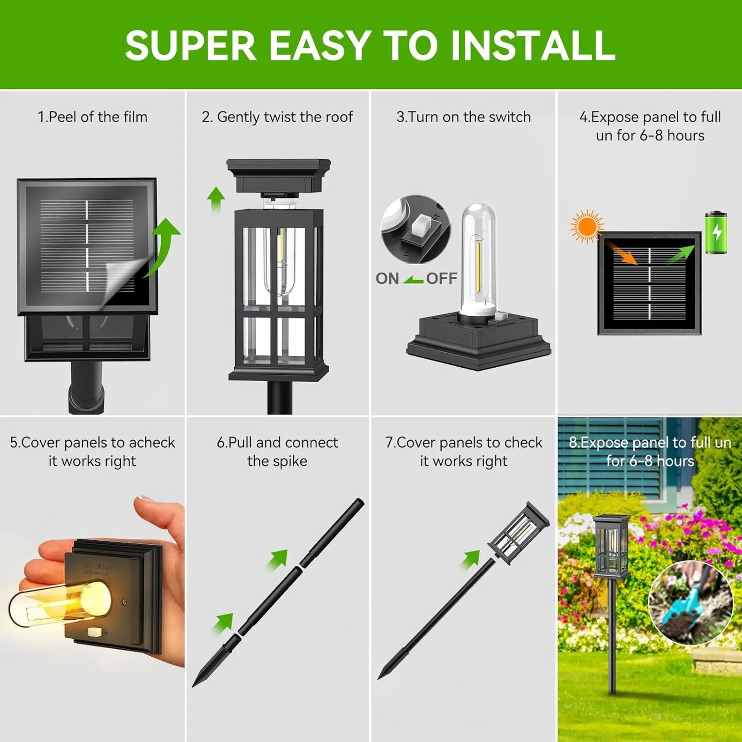 2 6 8 Pack Solar Pathway Lights Outdoor LED Path Lighting For Patio And Sidewalk