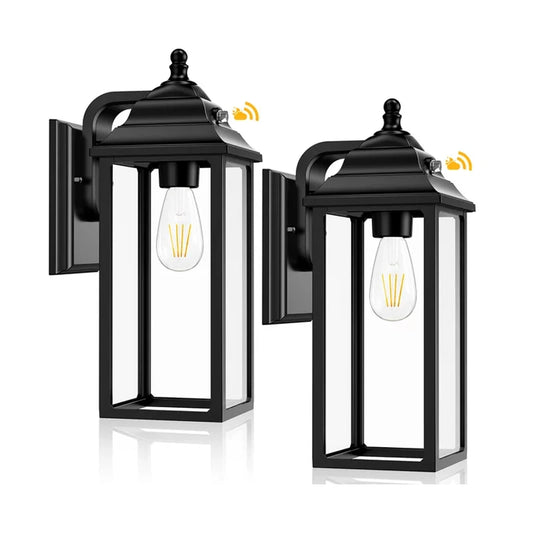 Outdoor Wall Sconce Lights Two Pack Black Lanterns For House Garage Patio