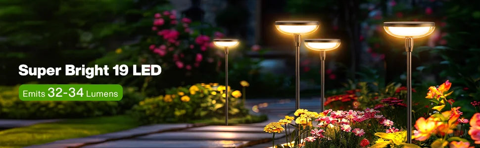 Six Pack Solar Garden Path Lights 40 Lumens 14 Hours Auto On Off 31 Inches Tall