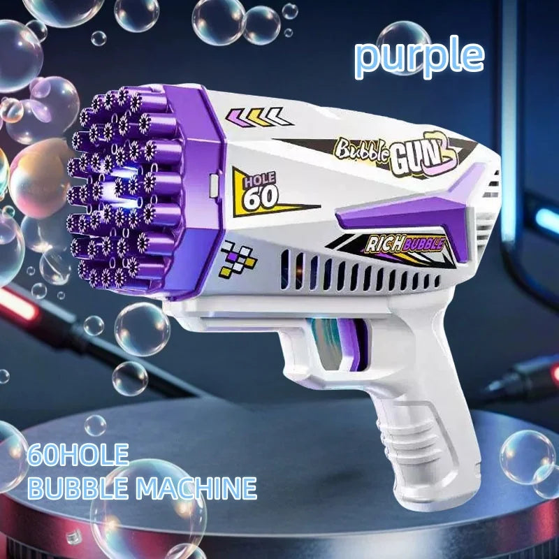 Rechargeable Bubble Gun With Large Capacity And Colored Lights Indoor Outdoor