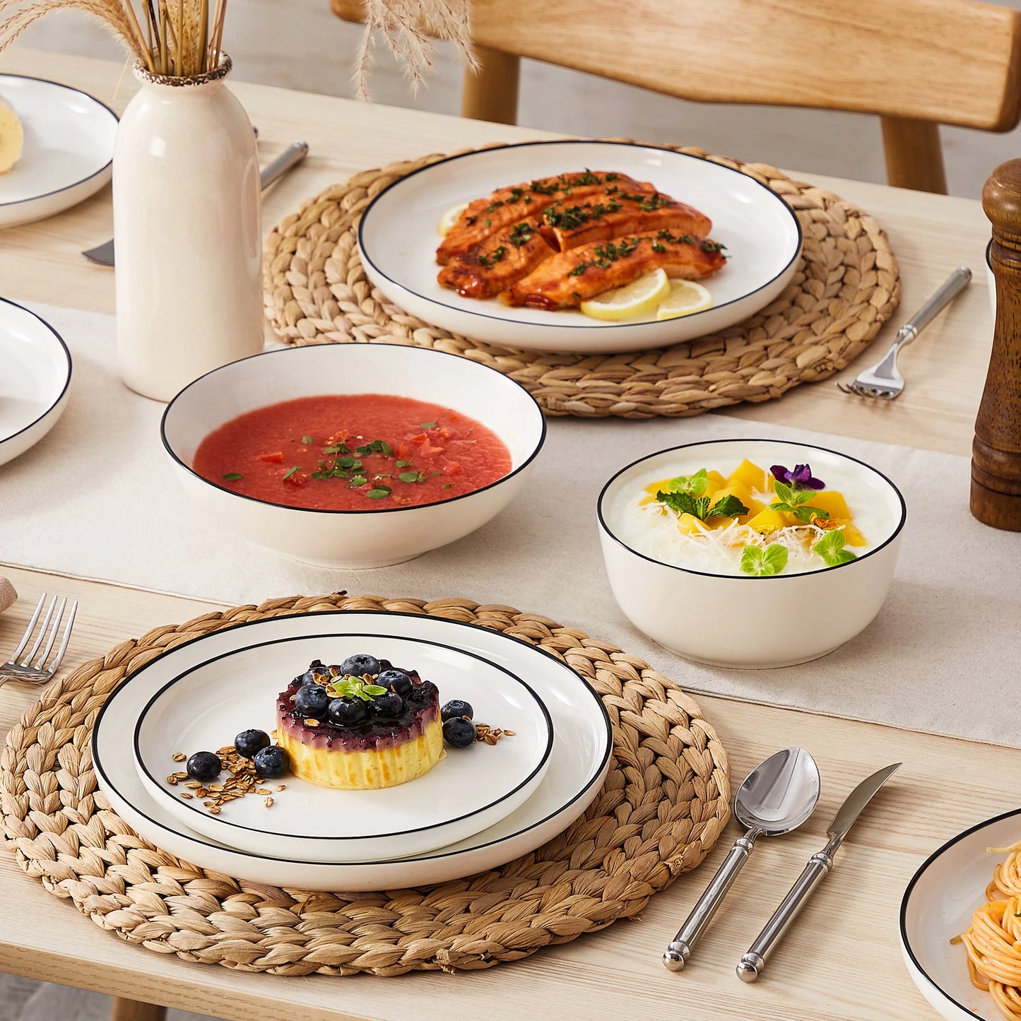 Malacasa 12 16 18 24 Piece Porcelain Dinnerware Set With Plates And Bowls