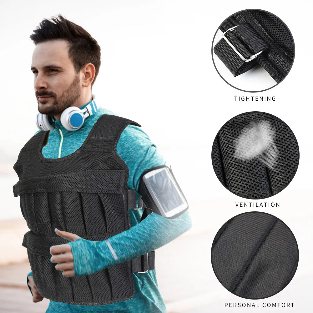 3/15/35kg Workout Weight Jacket Adjustable Weighted Exercise Vest Workout Equipment for Running Training Workout Jogging Walking