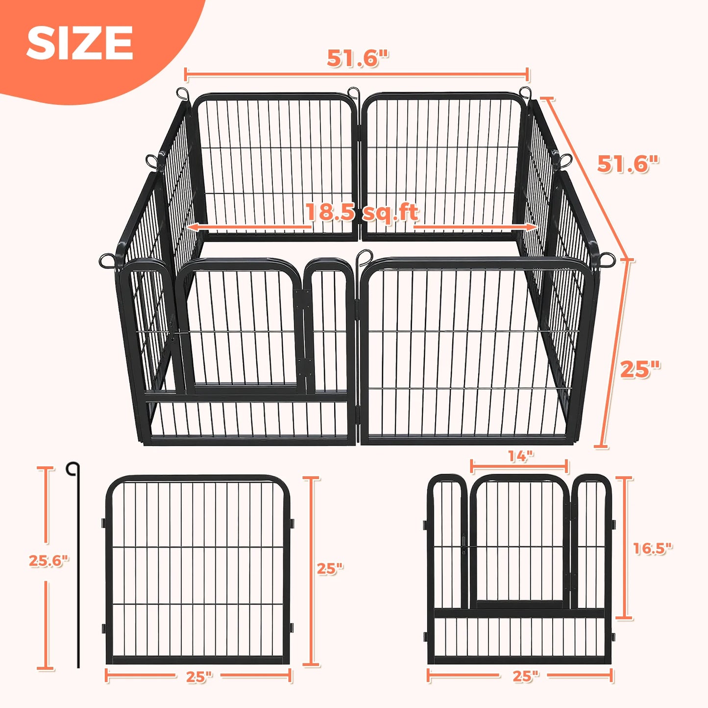 Heavy Duty Metal Puppy Playpen 24 32 40 Inch 8 Or 16 Panels Indoor Outdoor