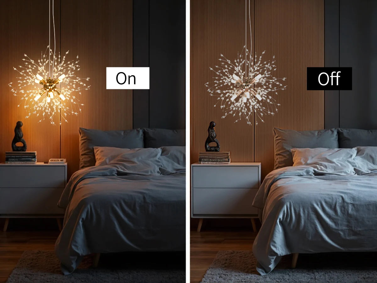 Modern Golden Crystal Chandelier Fireworks Dandelion G9 Living Room Light