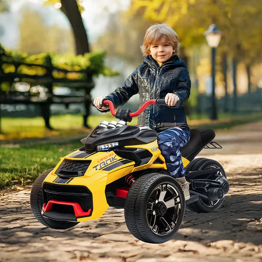 12V Kids ATV Ride On Three Wheel Electric Toy For 3 To 8 Years Lights Music