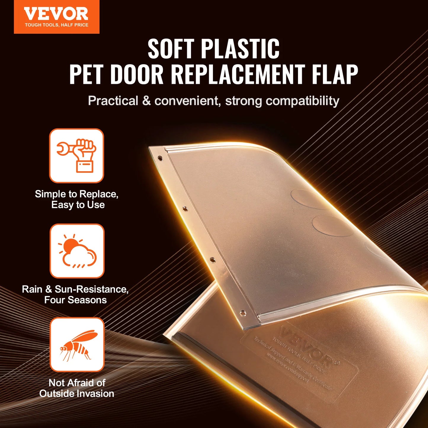 SucceBuy Pet Door Replacement Flap For Pet Doors Magnetic Strip Weatherproof PVC