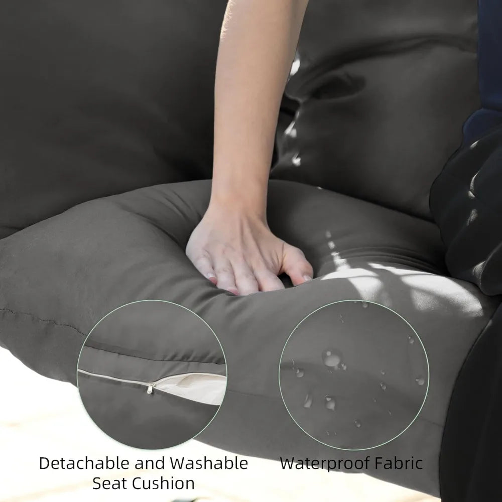 Folding Hammock Swing Chair Stand For Two UV Resistant Cushions 700 Lb Capacity