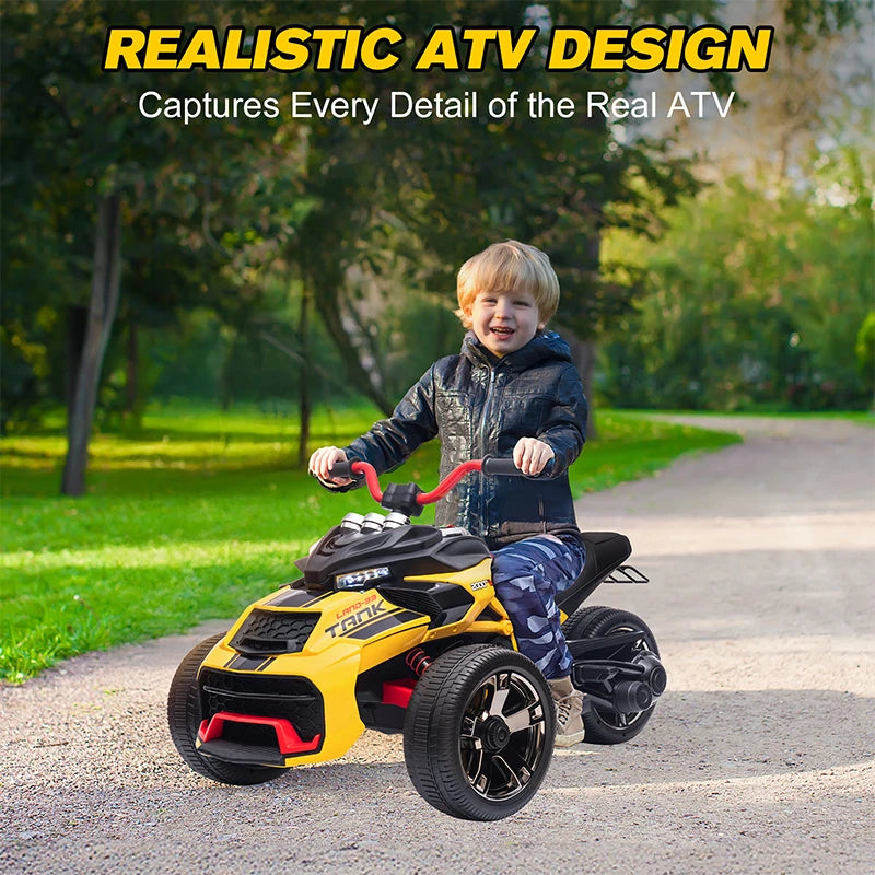12V Kids ATV Ride On Three Wheel Electric Toy For 3 To 8 Years Lights Music
