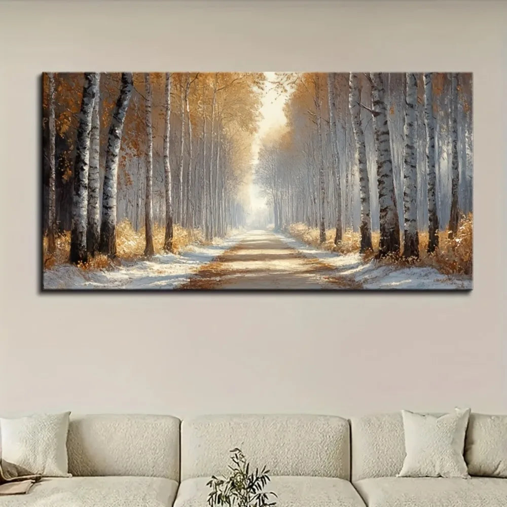 Panoramic Forest Wall Art With Pine Solid Wood Frame Interior Decor