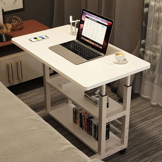 Height Adjustable Bedside Laptop Desk with Rolling Wheels and Storage