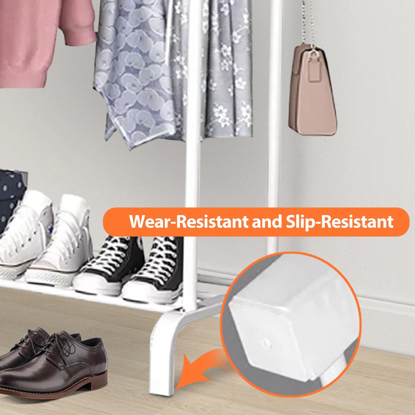 Double Rod Clothing Rack With Shelves On Wheels Metal Garment Organizer