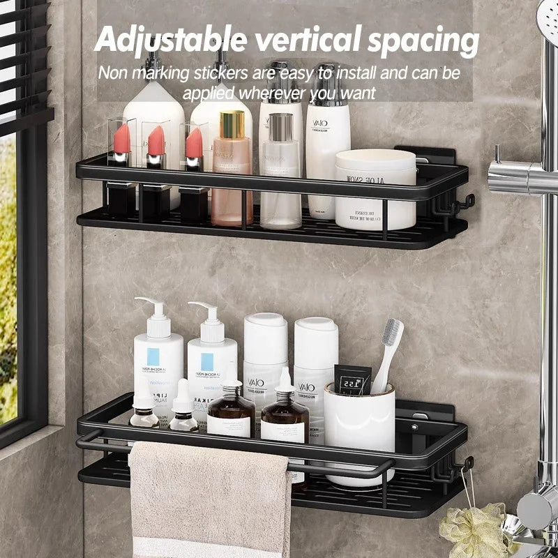 Double Tier Stainless Steel Anti-Rust Bathroom Shower Storage Rack with Suction Cups