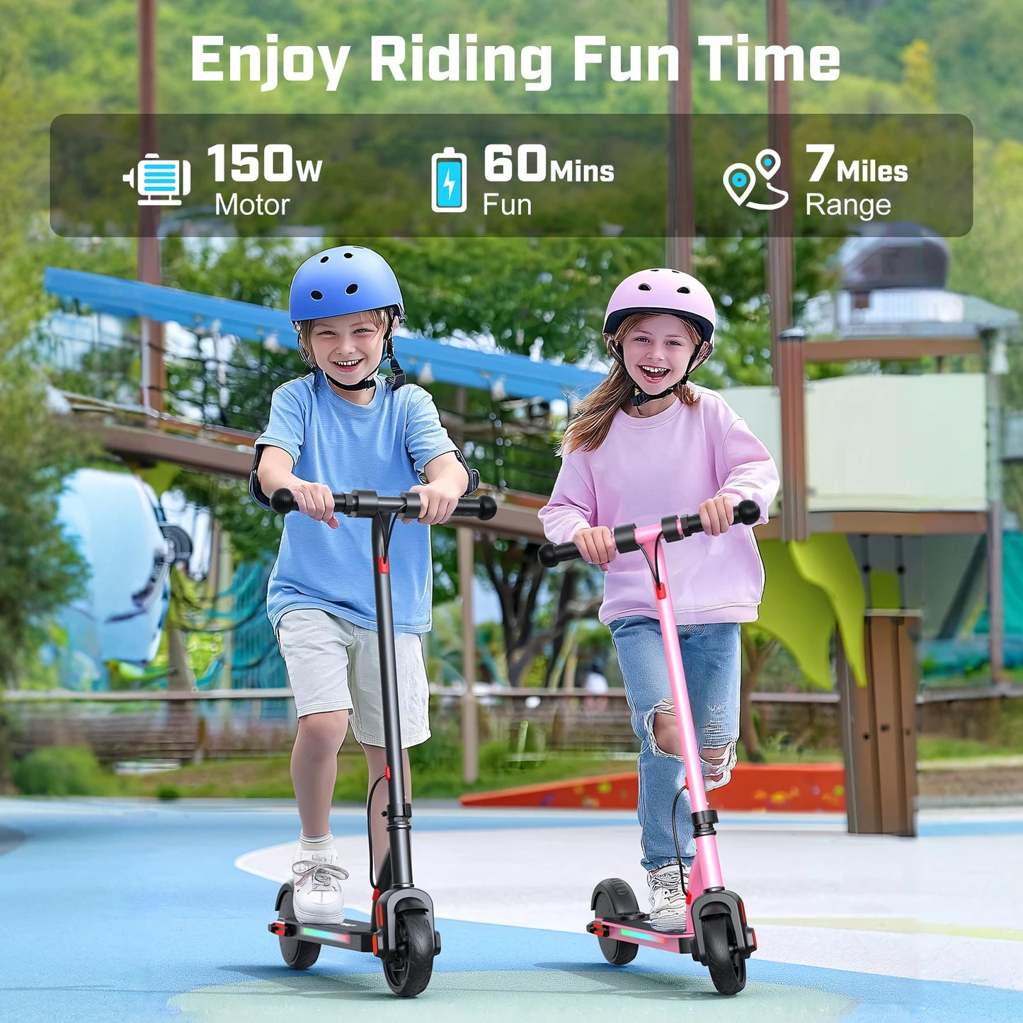 CAROMA Electric Scooter Kids Ages 6 To 12 3 Speeds 150W UL2272 Dual Braking