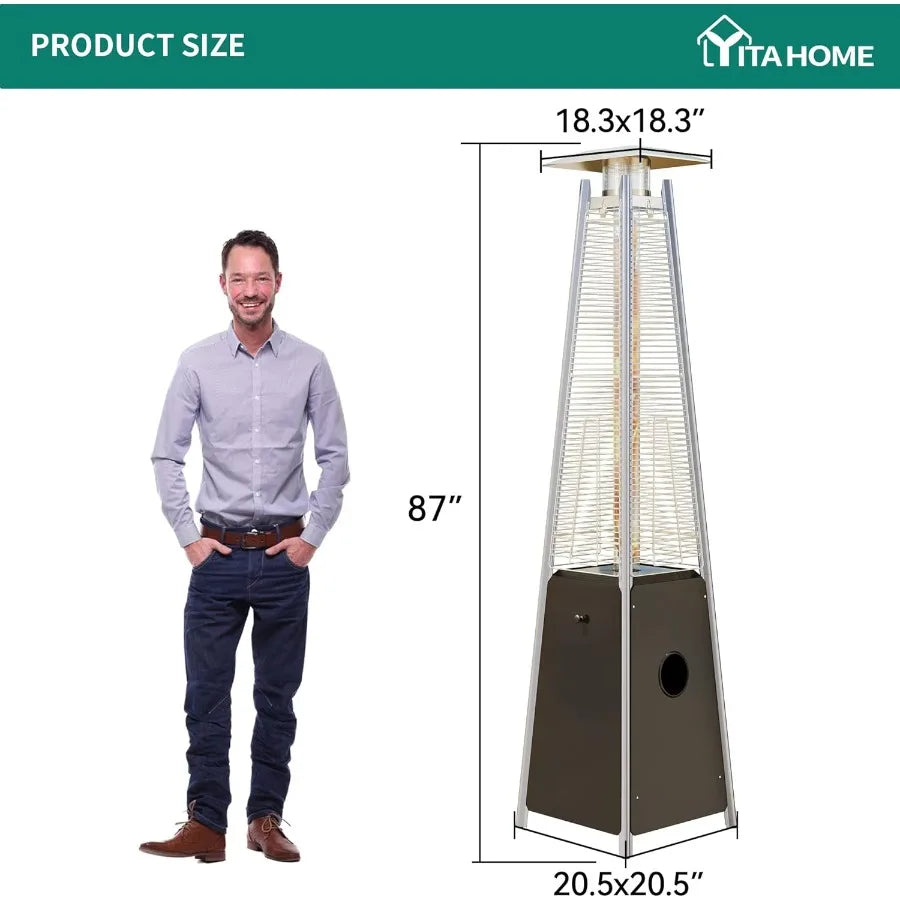 48000 Btu Outdoor Pyramid Patio Heater With Quartz Glass Tube Propane Heating