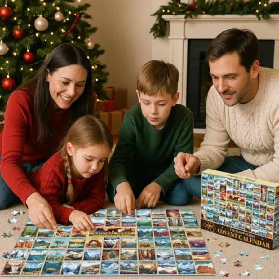 National Park Puzzle Advent Calendar 2025 for Adults and Teens: 1008Piece Countdown to Christmas with 63 Travel Poster Landscap