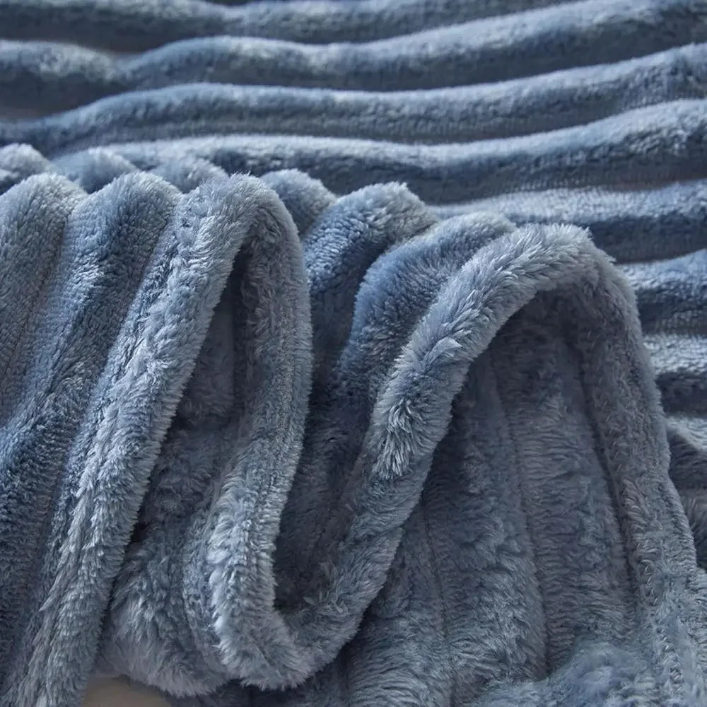 Double Sided Warm Blankets Skin Friendly Breathable Ultra Soft Plush Striped Blankets