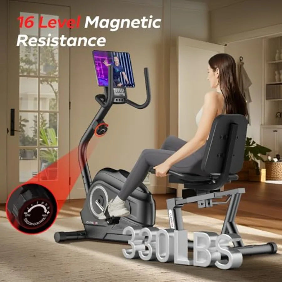 Recumbent Exercise Bike for Home Gym with 16 Level Magnetic Resistance