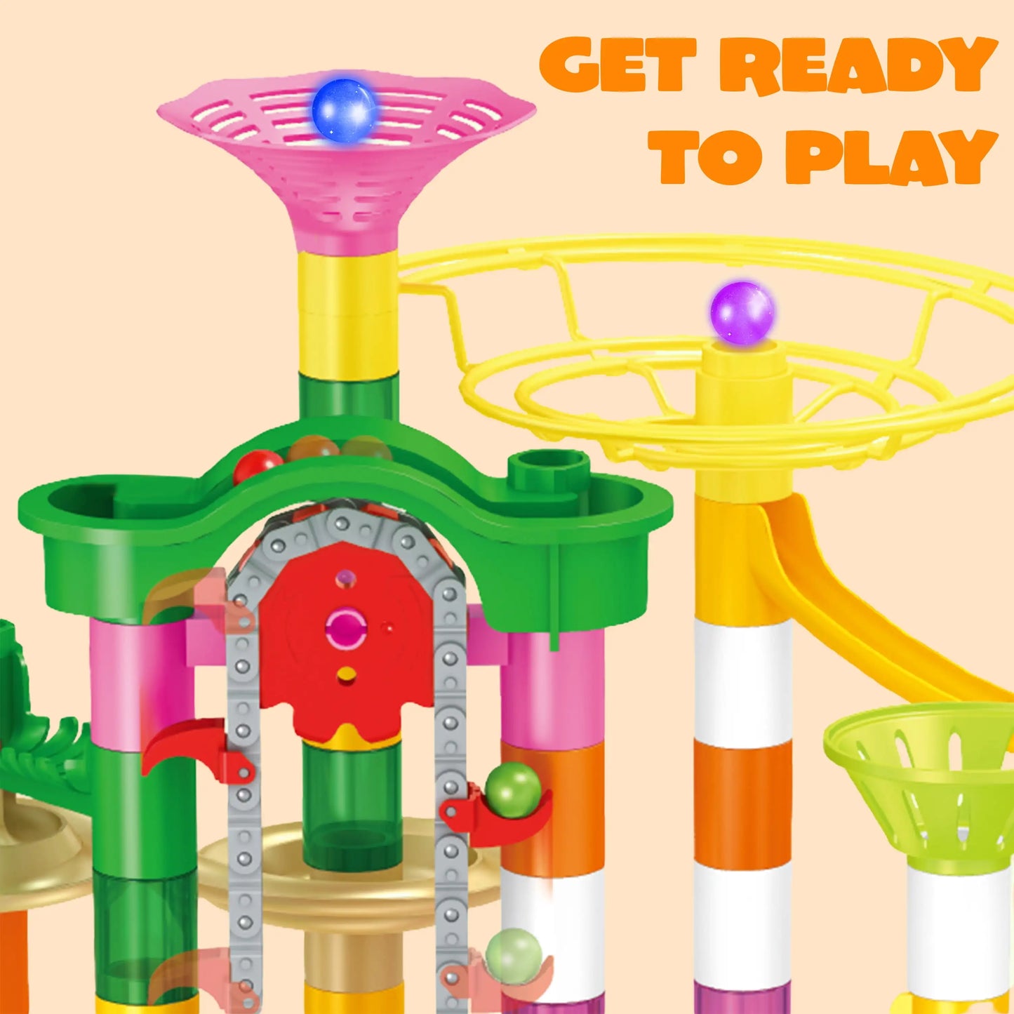 Joyfy 236 Pcs Glowing Marble Run With Motorized Elevator STEM Toys Set Ages 4 8