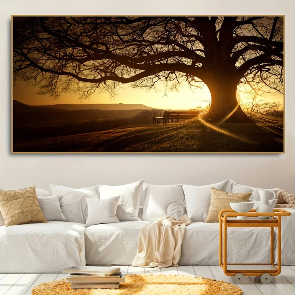 Modern Forest Landscape Oil Painting Art Print With 1.5 Inch Thick Pine Frame