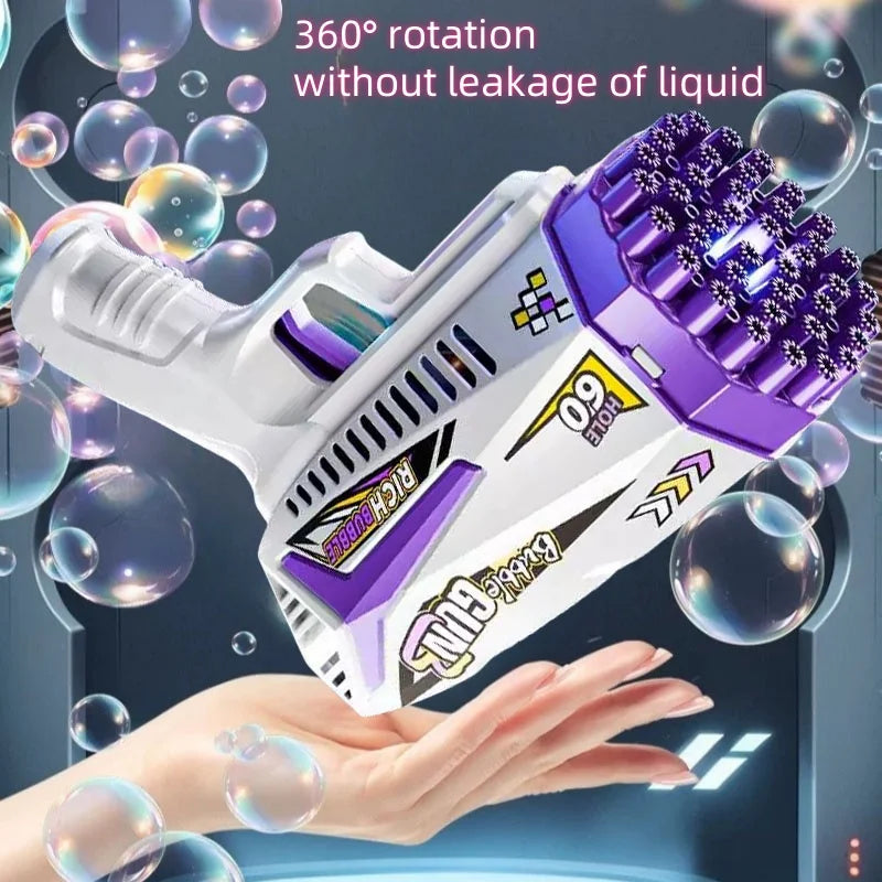 Rechargeable Bubble Gun With Large Capacity And Colored Lights Indoor Outdoor