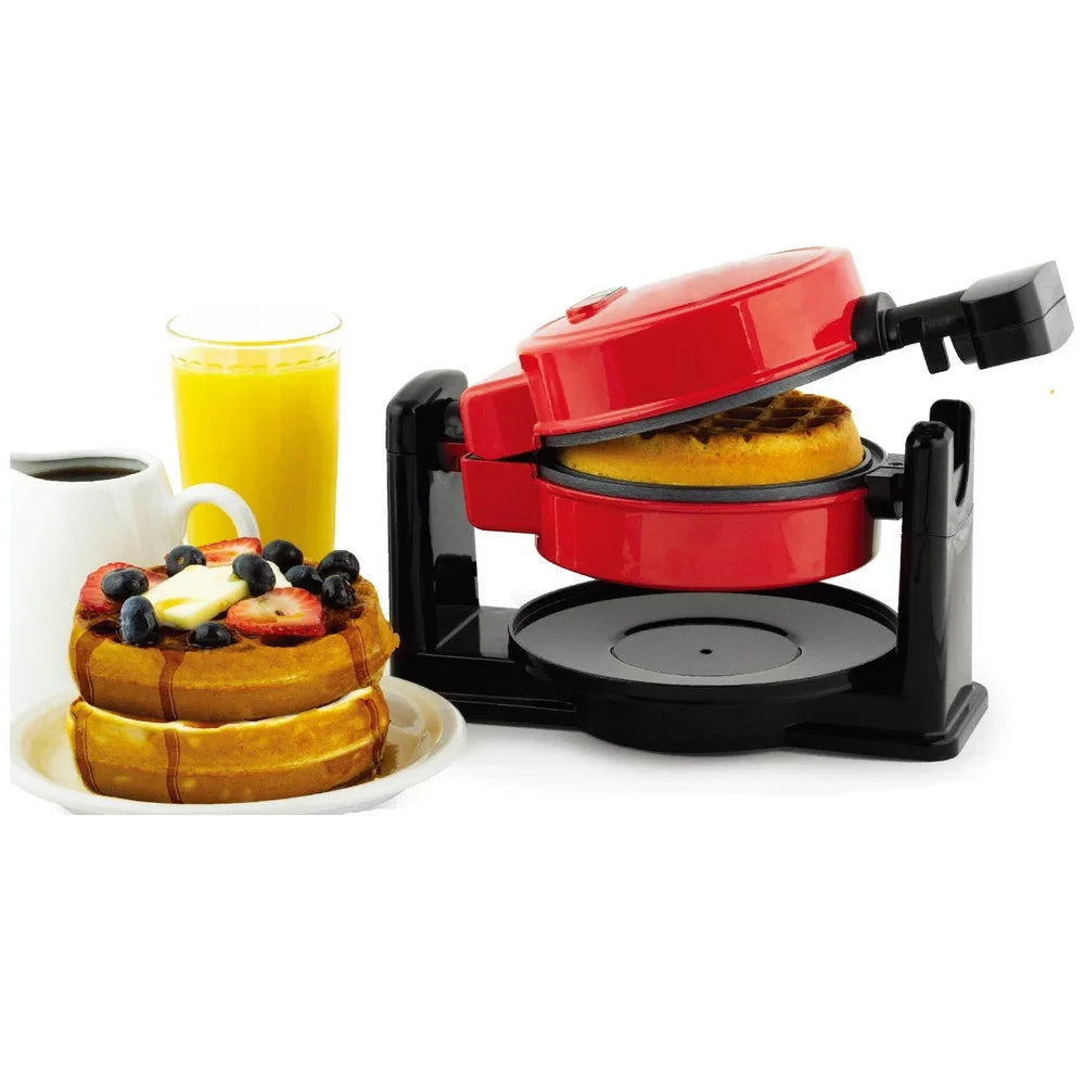 Compact Non Stick Electric Waffle Maker With 5 Inch Round Surface Easy Clean