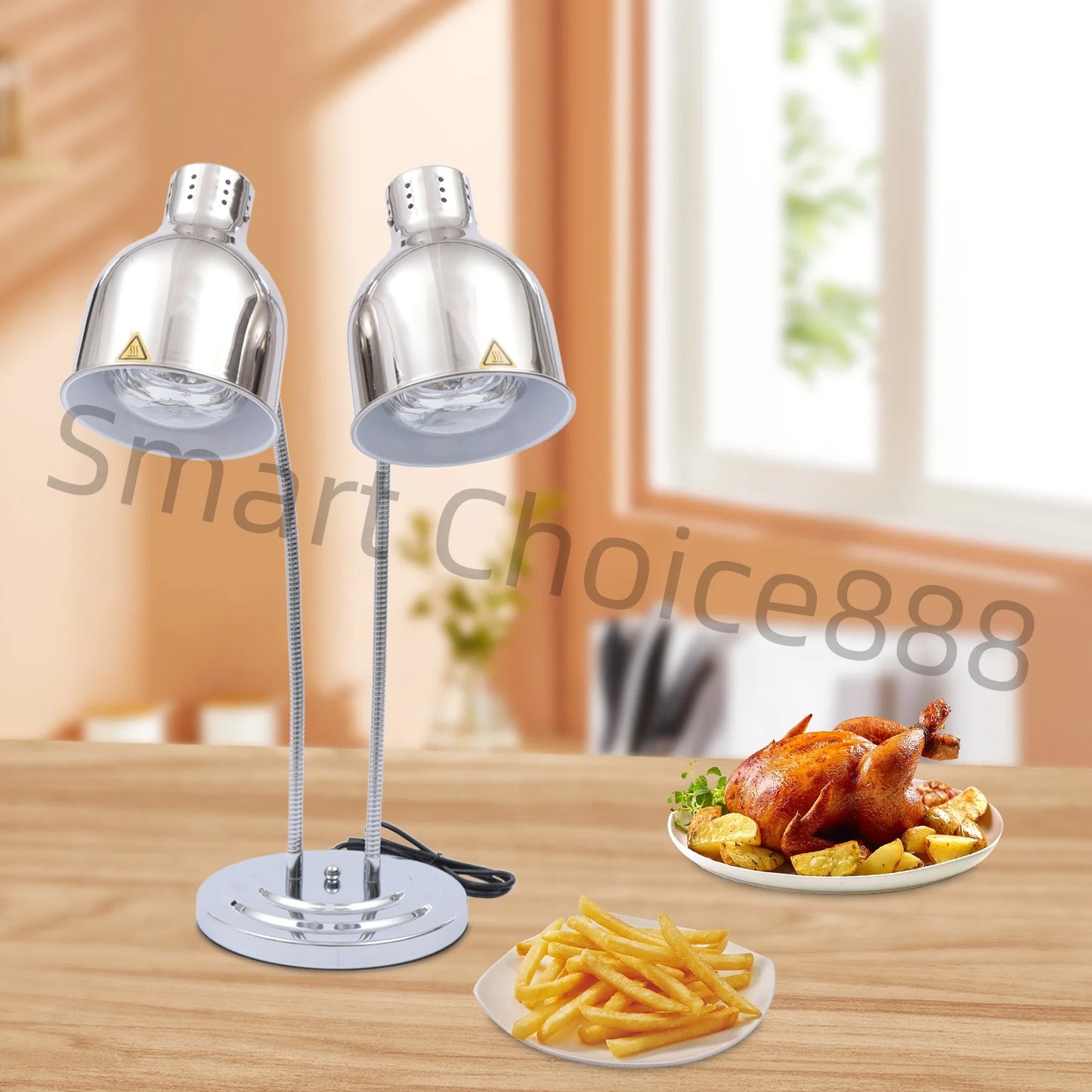 2 Light Food Heat Lamp Stainless Steel Warmer 110V 250W For Restaurant Buffet