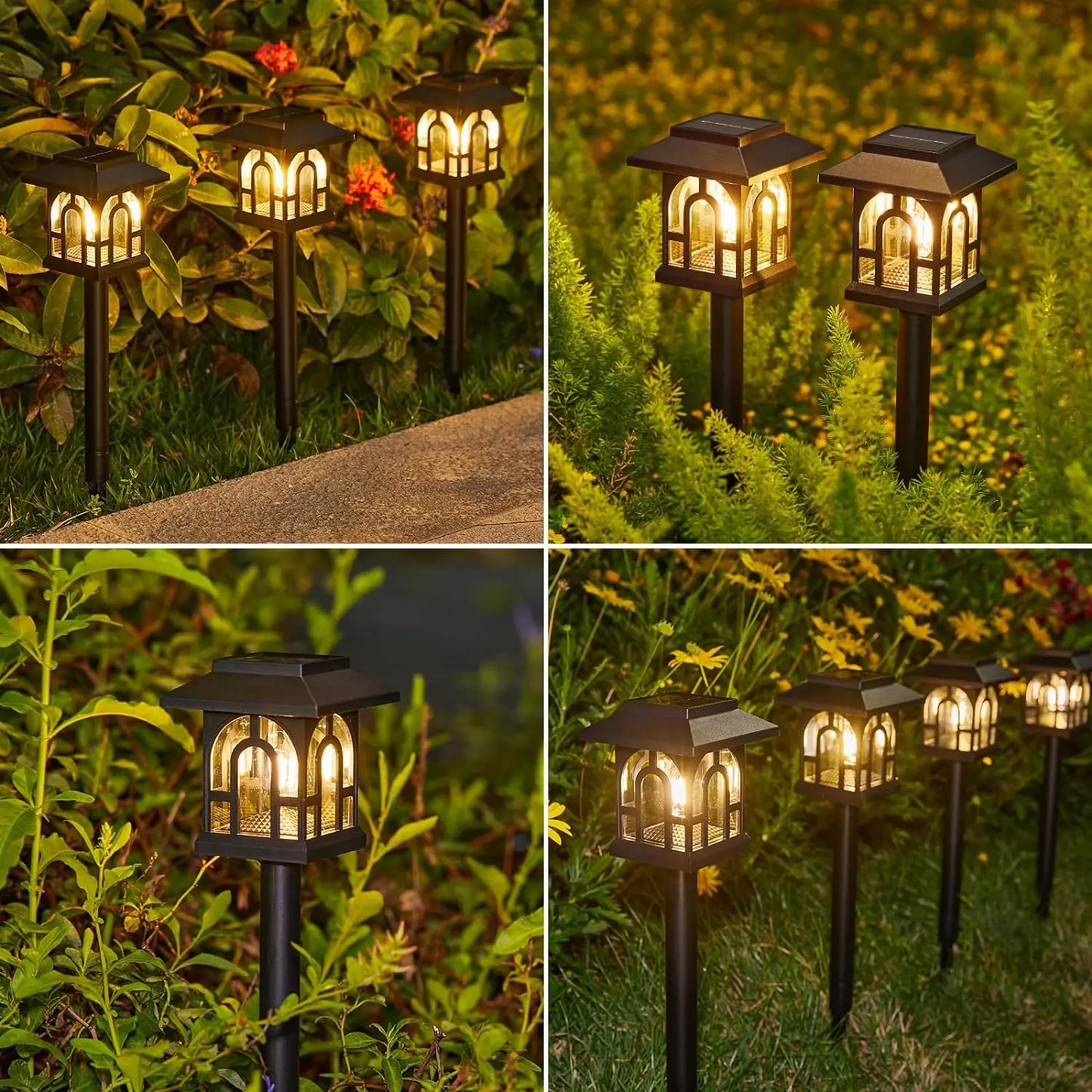 Six Or Ten Pack Solar Pathway Lights Outdoor Auto On Off Yard Walkway Lawn Patio