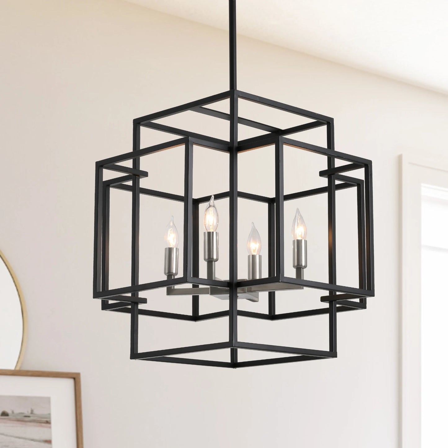 4 Light Pendant Lights Lantern American Style Industrial Farmhouse Chandelier