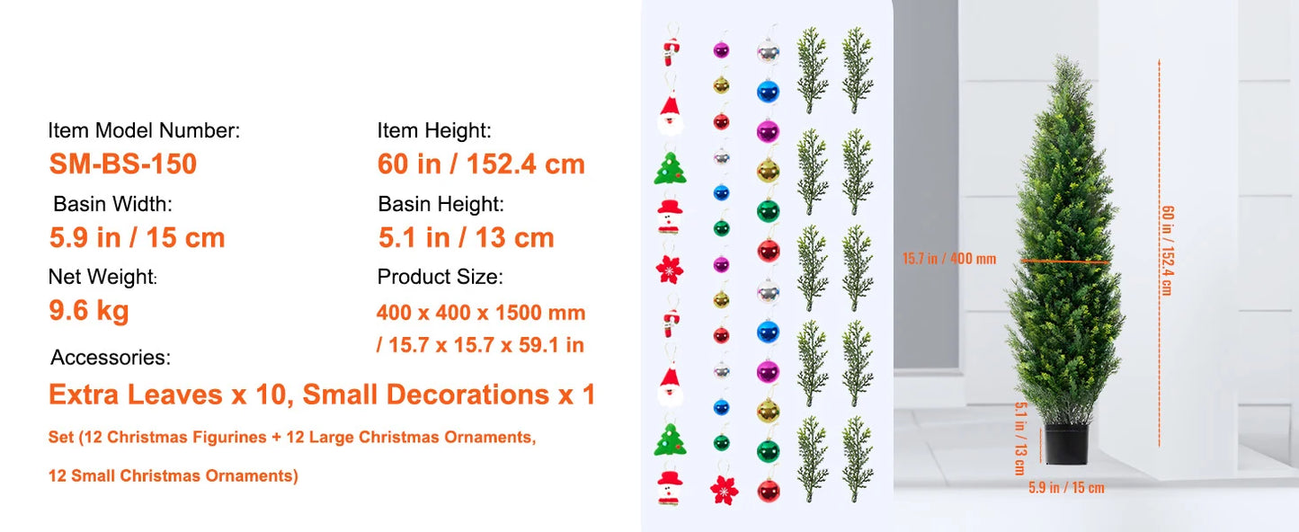 Artificial Cedar Topiary Tree Outdoor Evergreen Greenery Home Decor