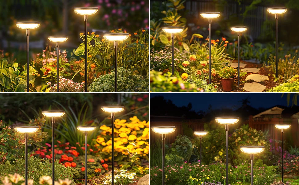 Six Pack Solar Garden Path Lights 40 Lumens 14 Hours Auto On Off 31 Inches Tall