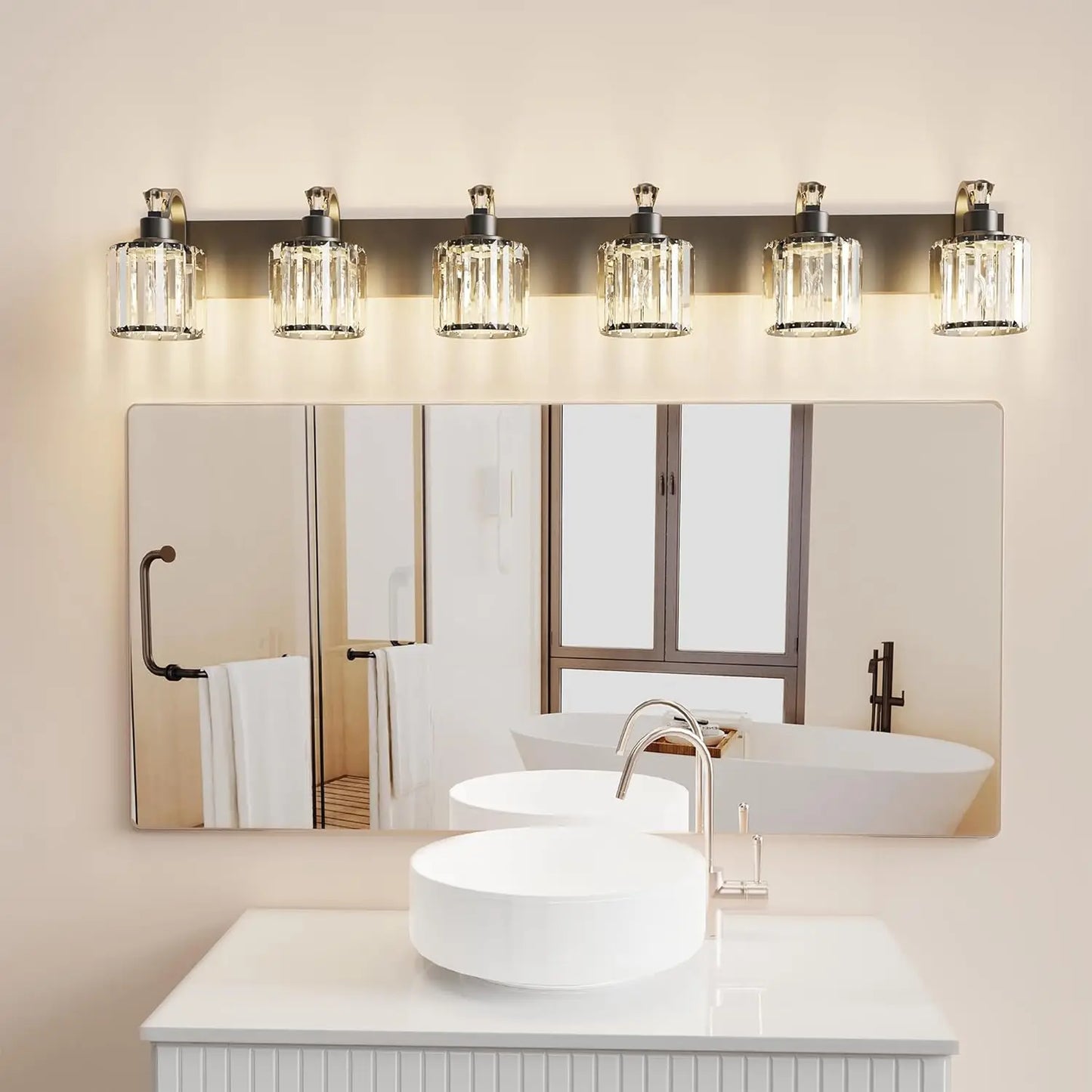 Black Crystal Bathroom Vanity Lights 3 4 5 6 Pack Modern Over Mirror