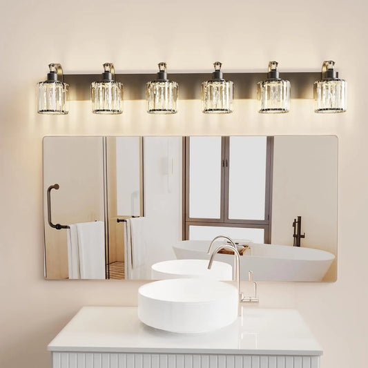 Black Crystal Bathroom Vanity Lights 3 4 5 6 Pack Modern Over Mirror