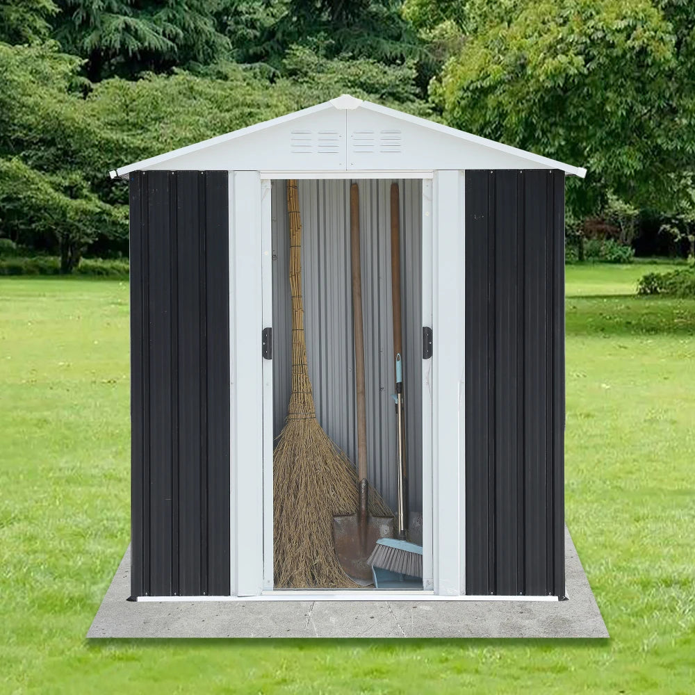 Outdoor Waterproof Tool Shed 5Ft X 3Ft Apex Roof Aluminum Frame Sliding Doors