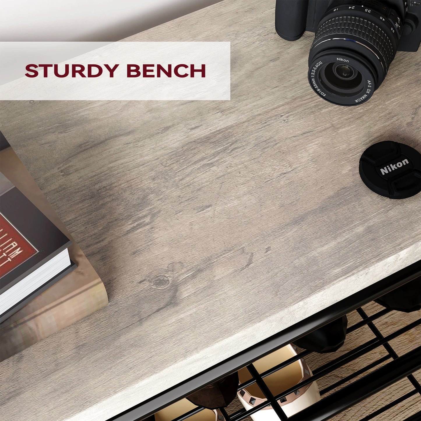 3-in-1 Hall Tree Shoe Rack for Entryway, Coat Tree with 3-Tier Storage Shelf and 8 Hooks, Multifunctional Hallway Organizer