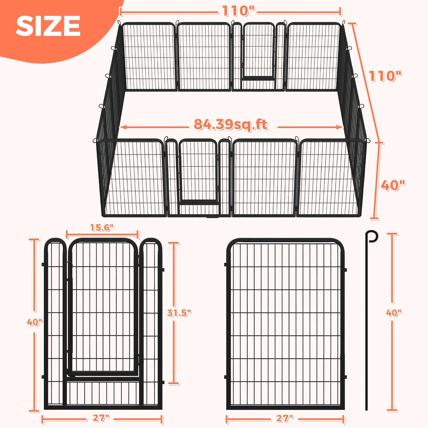 Heavy Duty Metal Puppy Playpen 24 32 40 Inch 8 Or 16 Panels Indoor Outdoor