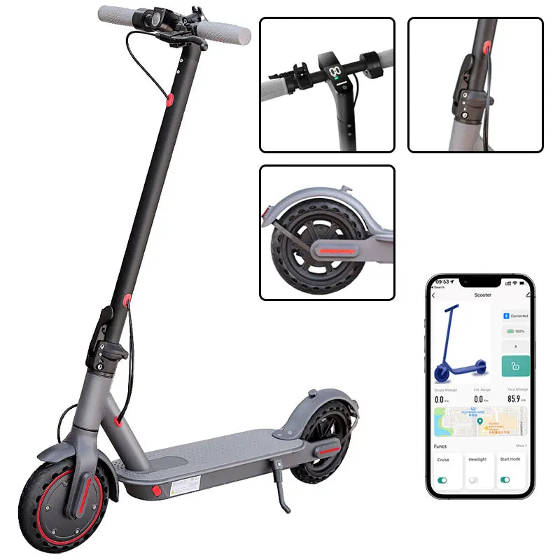 Ladped 350W Folding Electric Scooter 19MPH Waterproof Shock Absorbing 8.5 Tires
