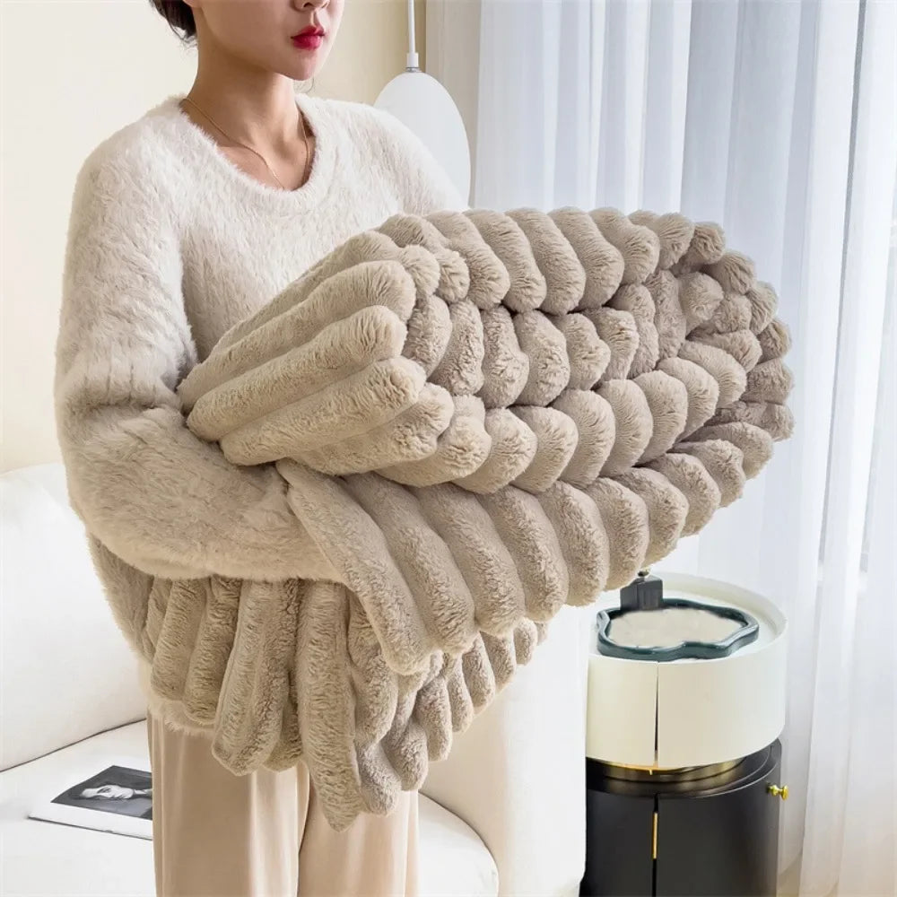 New Double Sided Warm Blanket Breathable Throw Solid Color Cotton