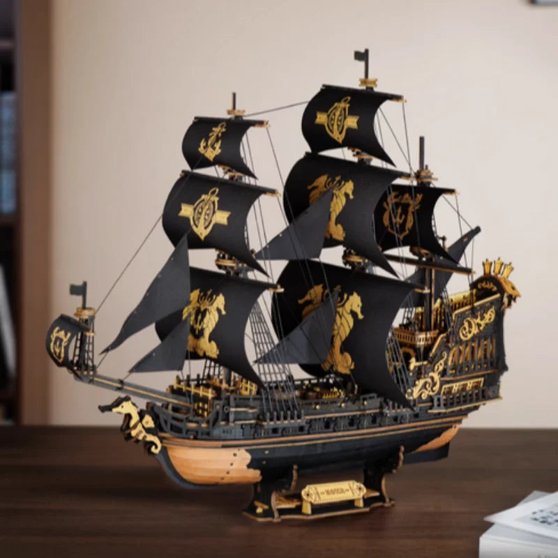 Robotime Rokr 3D Puzzle Seahorse Barque Wooden Model Kit For Teens And Adults