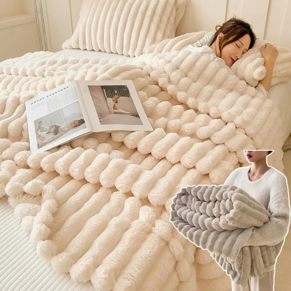 New Double Sided Warm Blanket Breathable Throw Solid Color Cotton