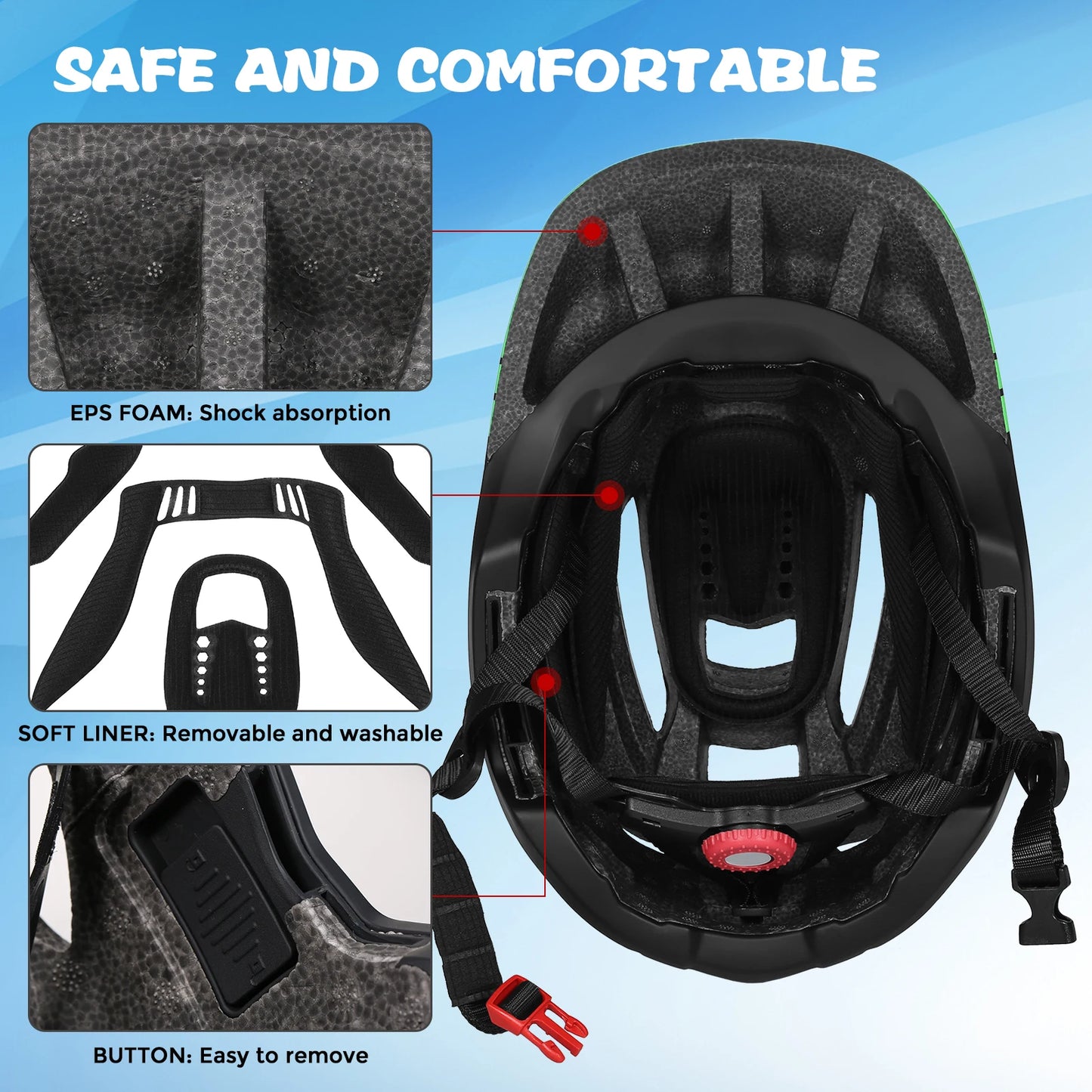 Kid Helmet Detachable Full Face Helmet Children Sports Safety Bike Helmet Protective Gear for Cycle Skateboarding Roller Skating