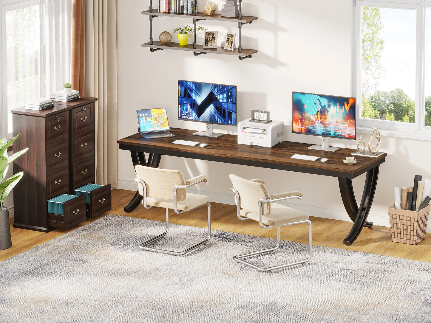 Tribesigns 78.7 Inch Double Computer Desk for Home Office 2 Person