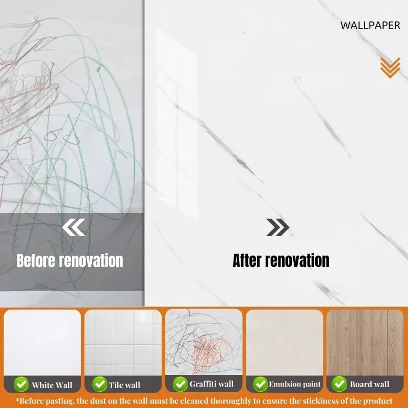 Marble Peel And Stick Wallpaper Self Adhesive Waterproof Tile Look Wall Decor