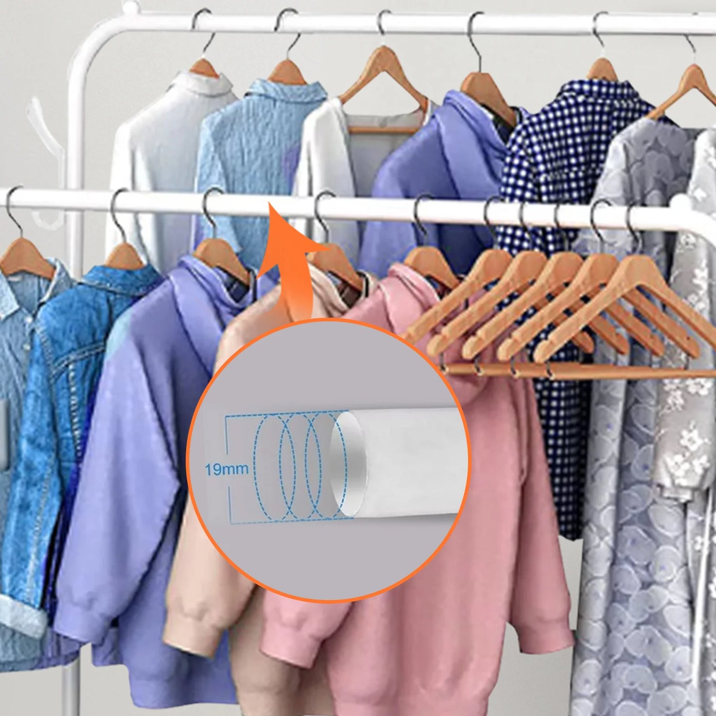 Double Rod Clothing Rack With Shelves On Wheels Metal Garment Organizer