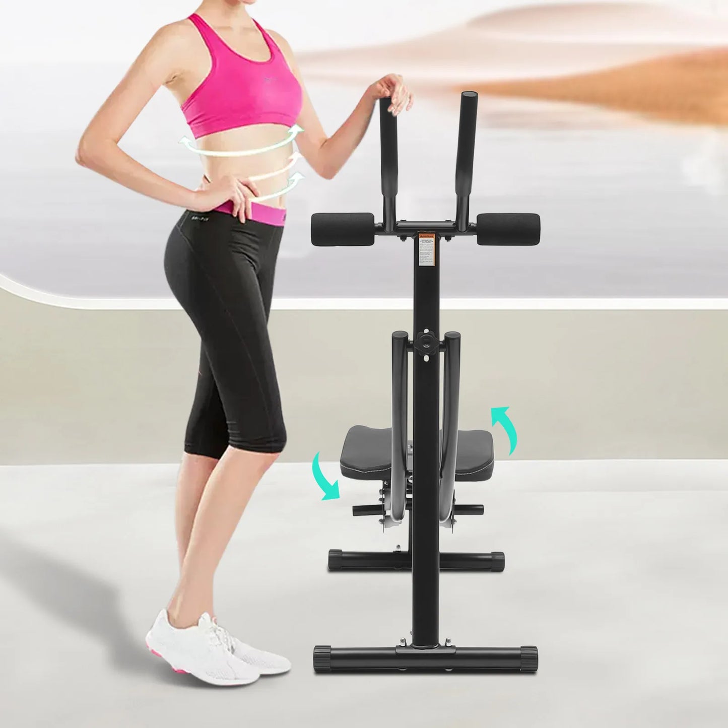 Foldable Ab Machine With 0 To 180 Degree Rotation LED Display Home Gym
