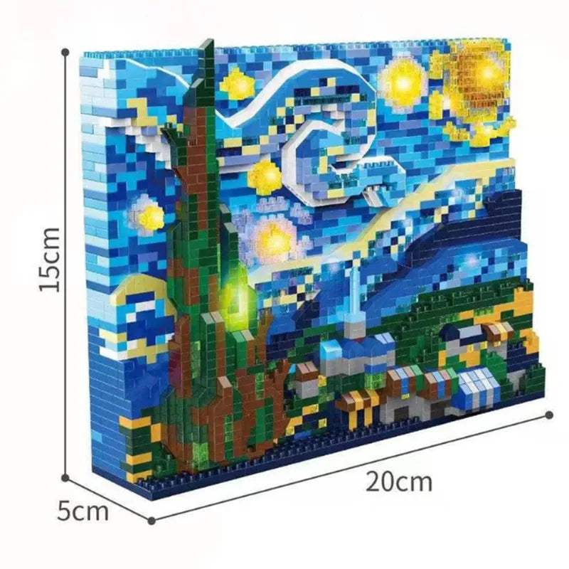 Van Gogh Starry Night The Great Wave Micro Building Blocks Education Toy Gift