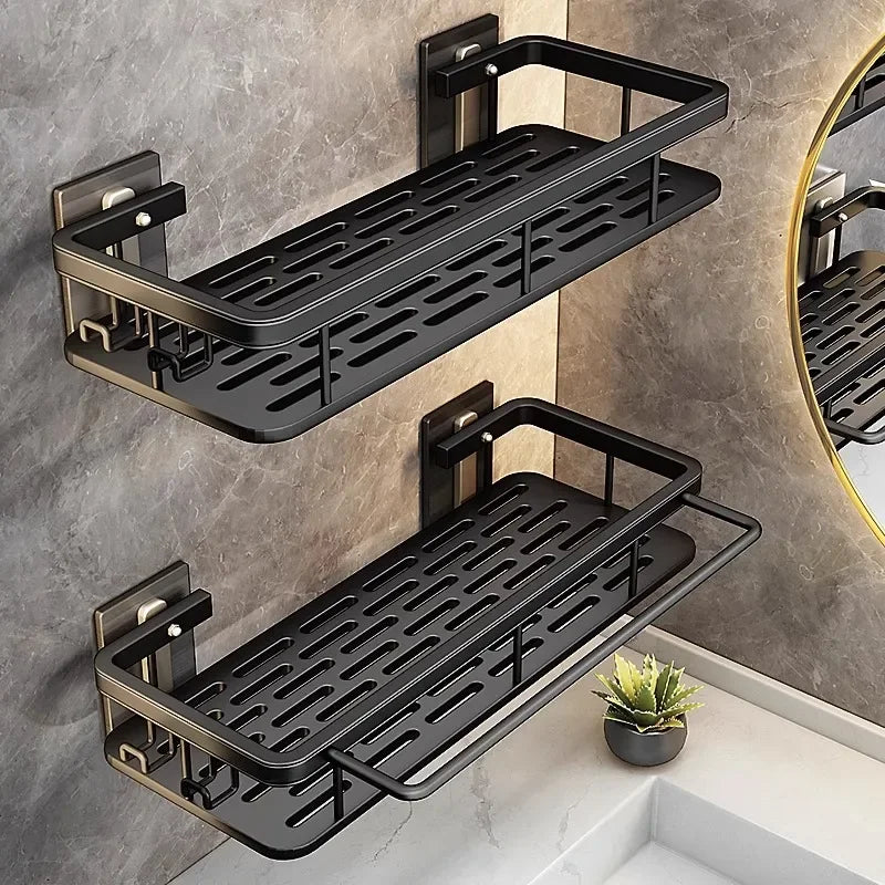 Double Tier Stainless Steel Anti-Rust Bathroom Shower Storage Rack with Suction Cups