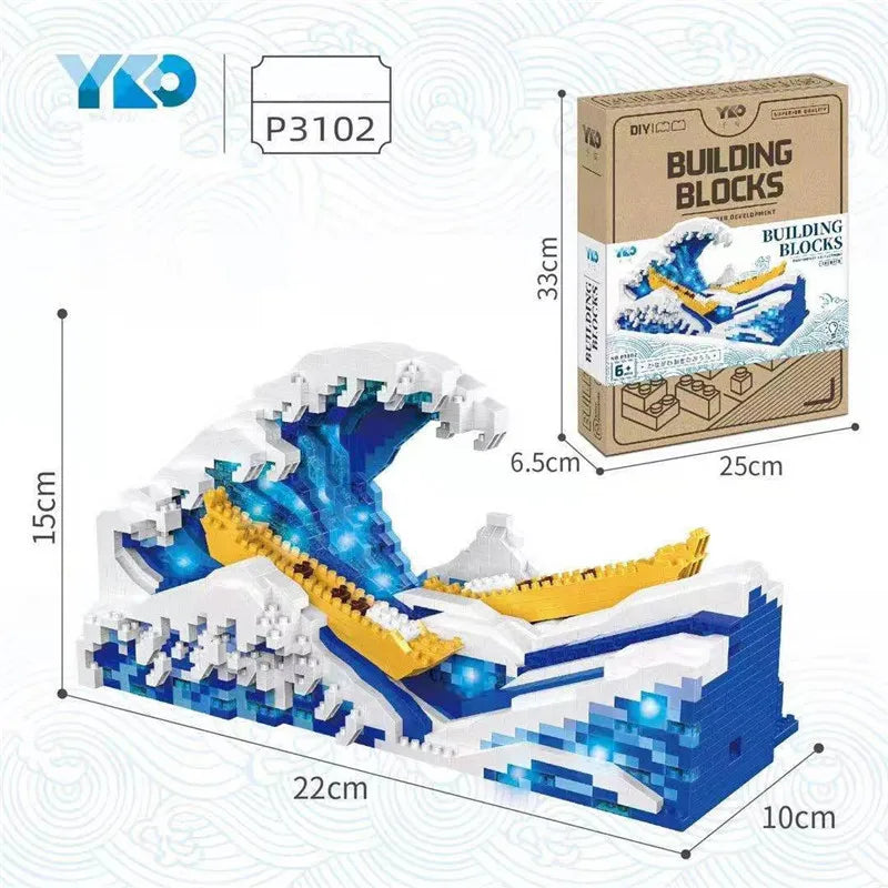 Van Gogh Starry Night The Great Wave Micro Building Blocks Education Toy Gift