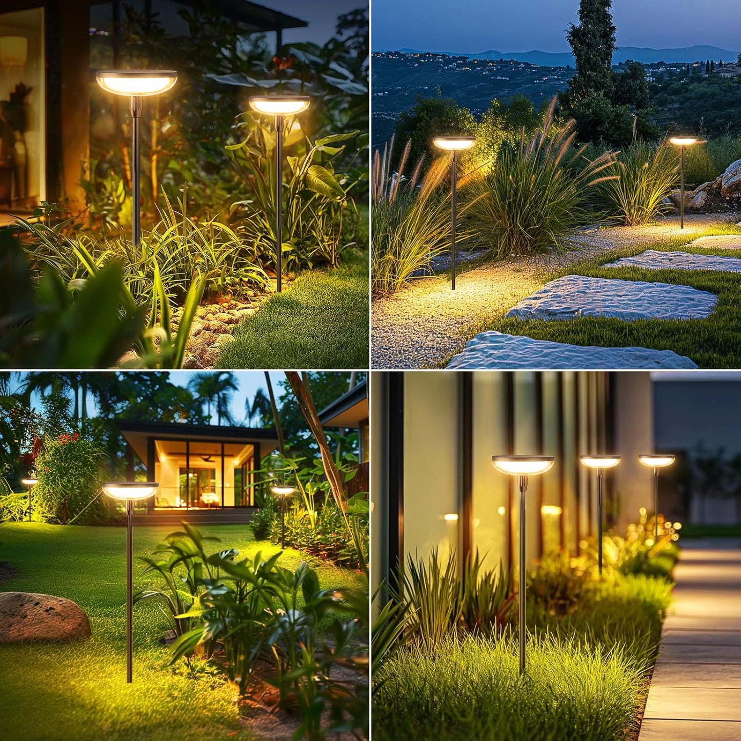 Six Pack Solar Garden Path Lights 40 Lumens 14 Hours Auto On Off 31 Inches Tall
