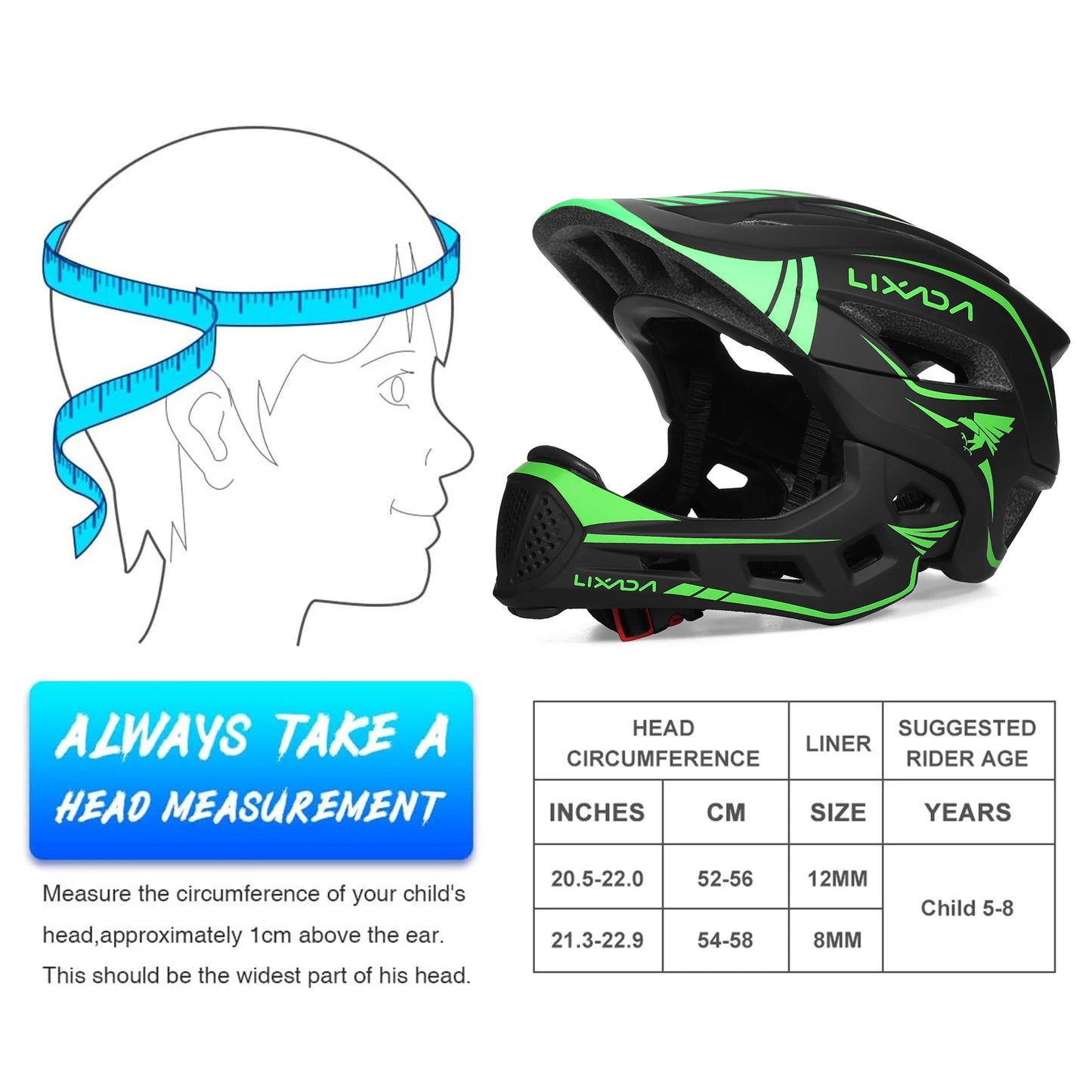 Kid Helmet Detachable Full Face Helmet Children Sports Safety Bike Helmet Protective Gear for Cycle Skateboarding Roller Skating
